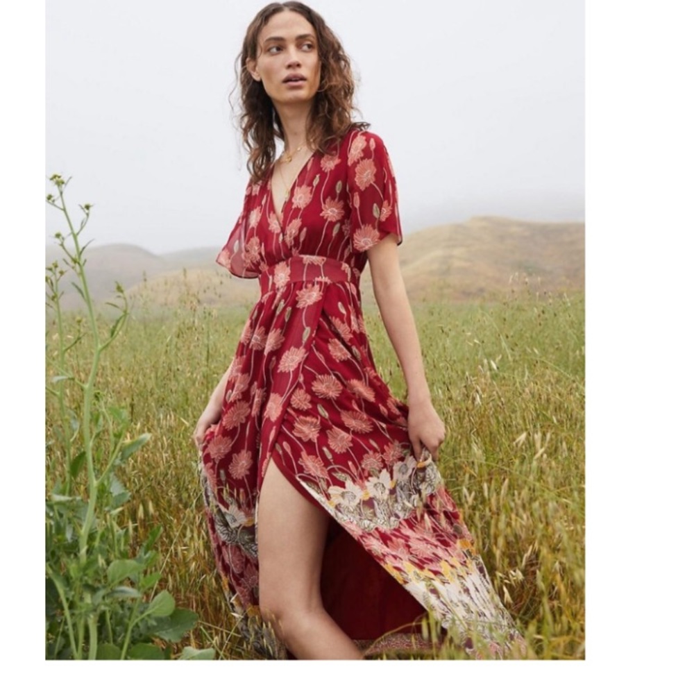 Madewell Red Floral Maxi Dress